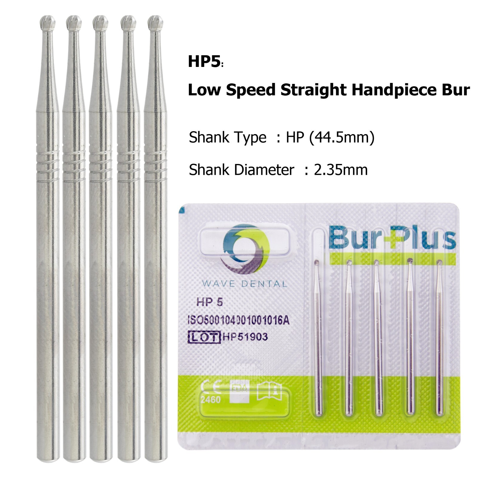 Wave Dental Carbide Straight Handpiece Bur Round HP1/4 1/2 2 4 6 8 10 Low Speed