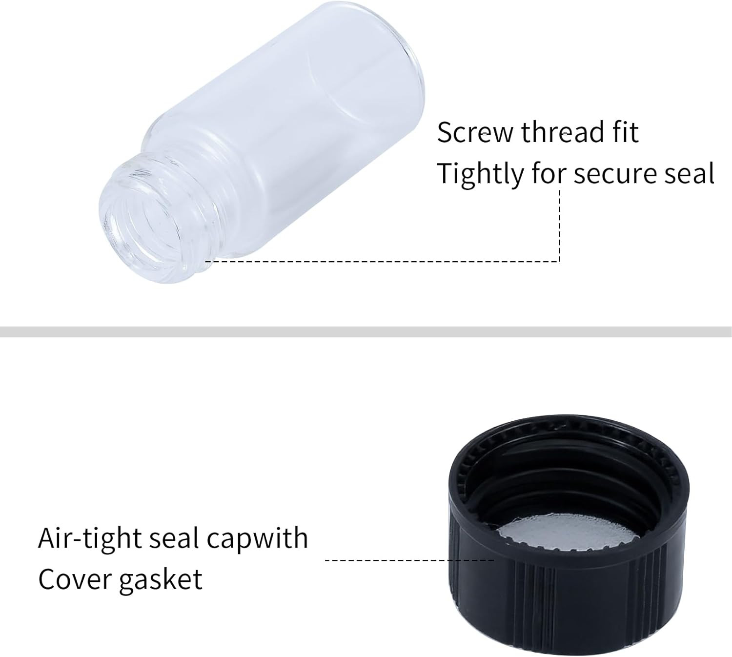 5Ml(1/6 Oz) Mini Clear Glass Vials with Plastic Screw Caps for Travel Jewelry Cr