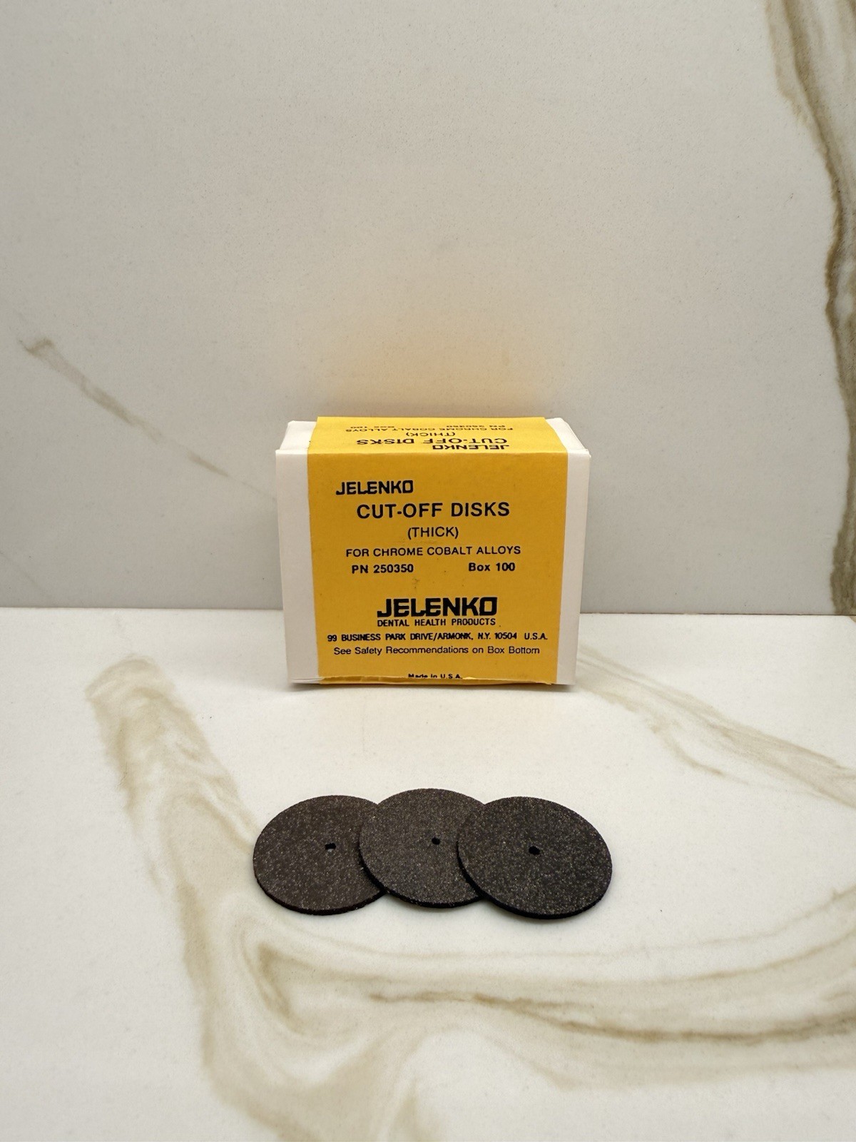 CUT-OFF DISKS THICK FOR CHROME COBALT ALLOYS. BOX 100 JELENKO