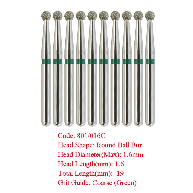 Dental Diamond Burs 801/801L Muti-use FG Round Ball Bur For High Speed Handpiece