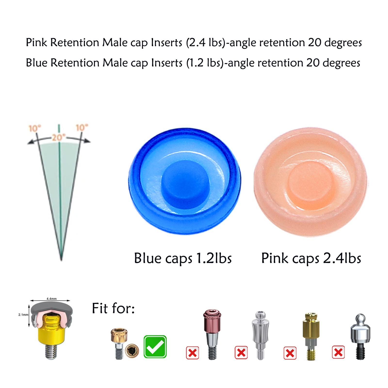 Zest Locator Abutment Retention Replacement Insert Cap Dental Overdenture Parts
