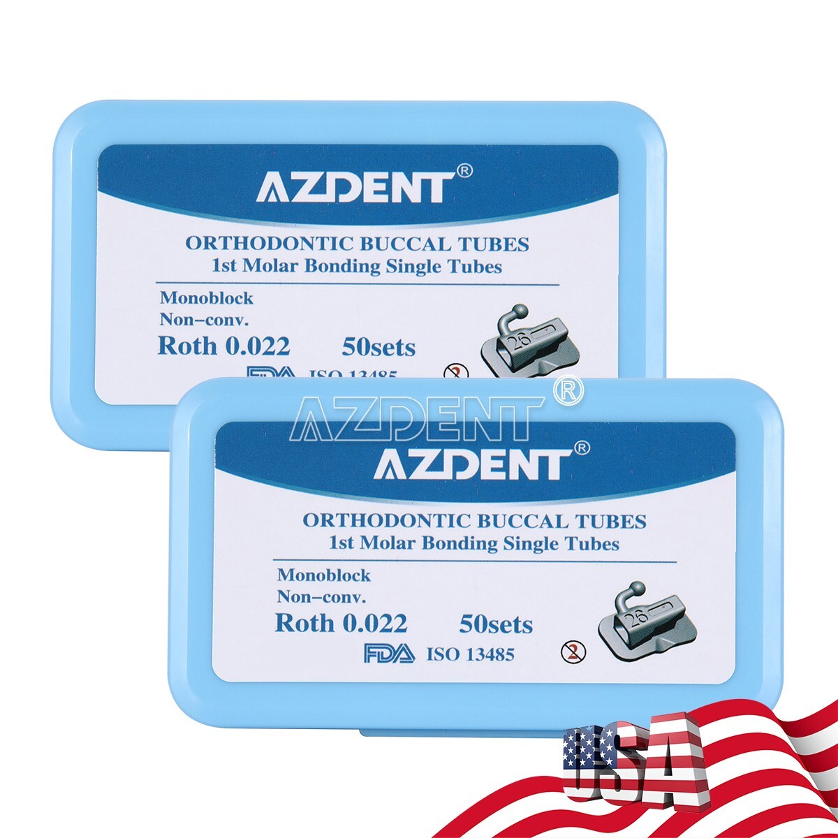 Tubos bucales de ortodoncia dental 1er tubo molar Roth 022 Bondable monobloque