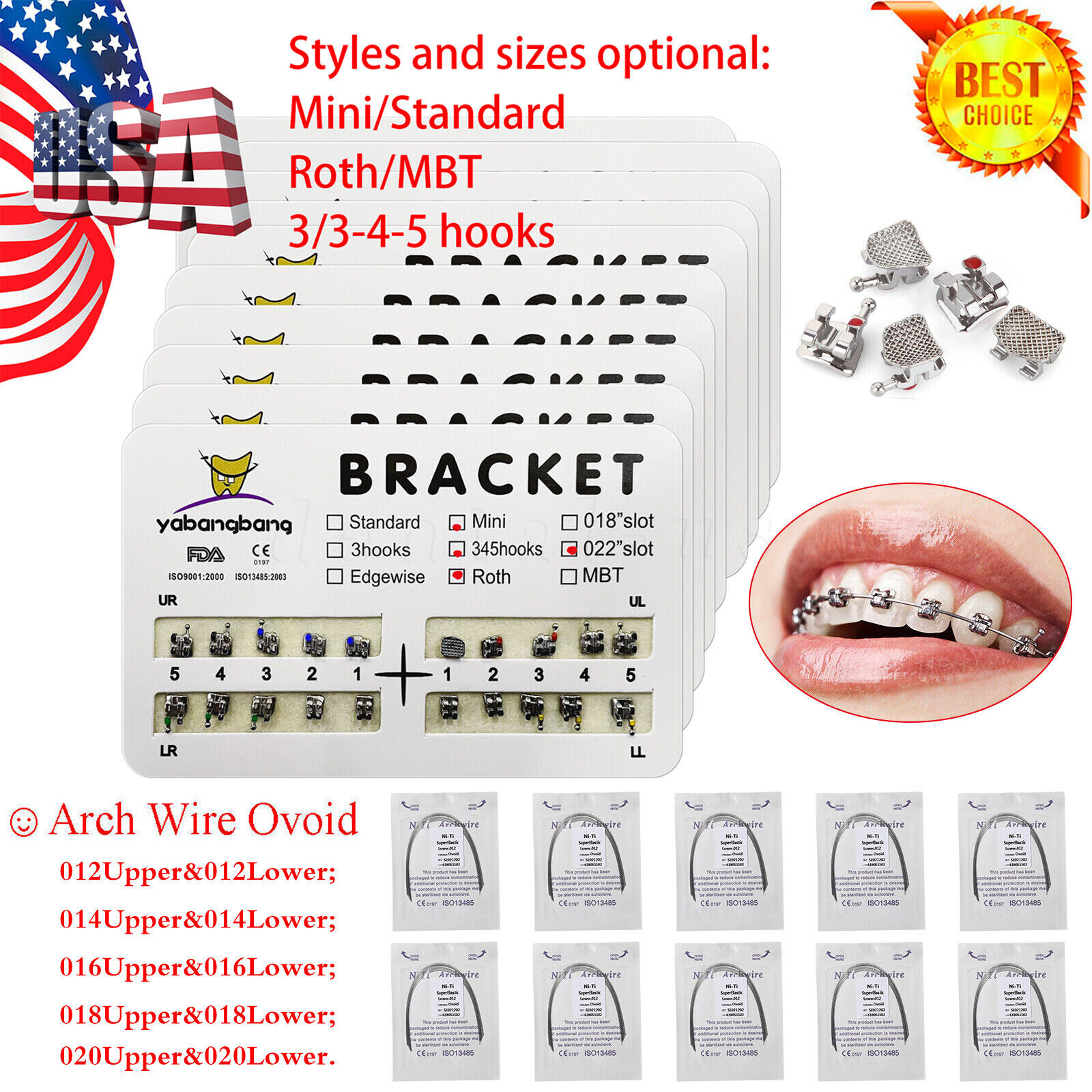 Dental Orthodontics Brackets Braces /Supper Elastic Niti Round Arch Wires OR