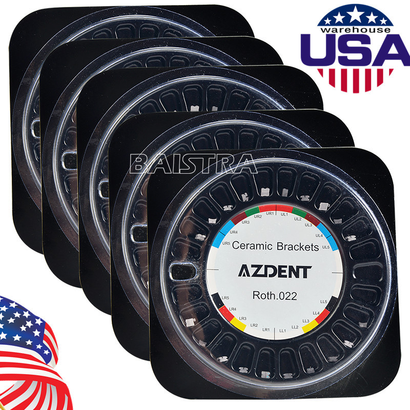Dental Orthodontic Ceramic Bracket Braces 5*5 Roth .022 3-4-5 Hooks AZDENT SALE