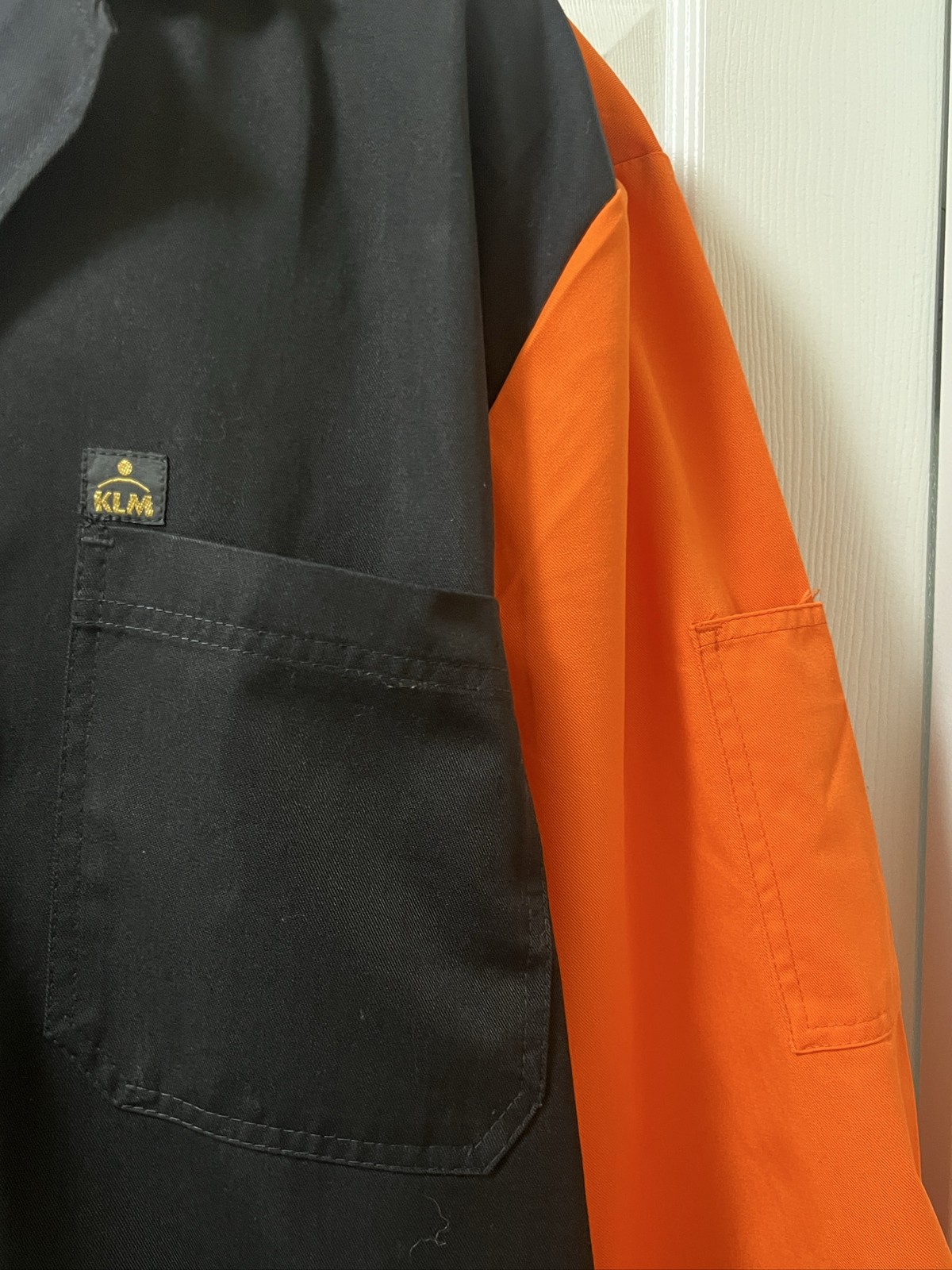 Unisex KLM/TNT Black Lab Coat Orange Sleeves Medical Mechanic Jacket XL