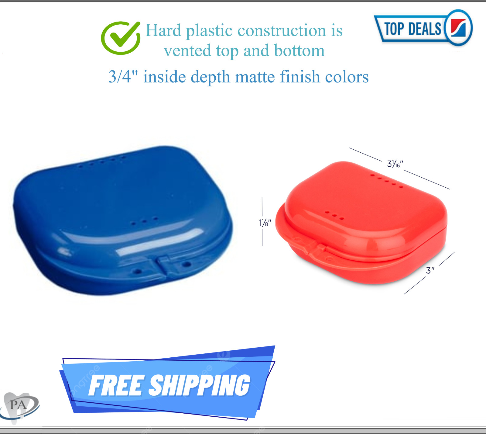 Dental Denture Box Retainer Box Carrier 4W x 2in x 2in Upto 200 Retainers/Case
