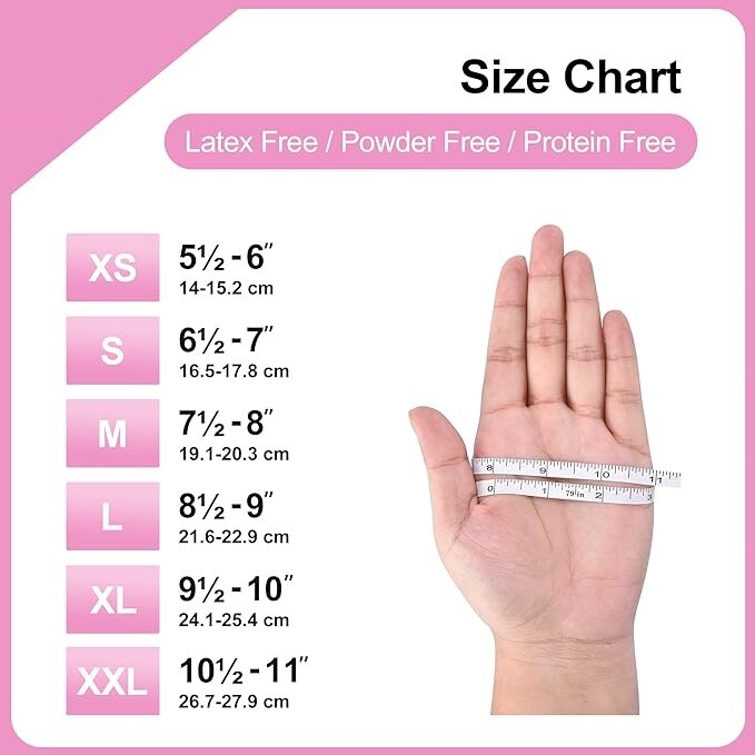 GP Craft Pink Nitrile Gloves 3.5Mil Powder Latex Free Disposable (100pcs)