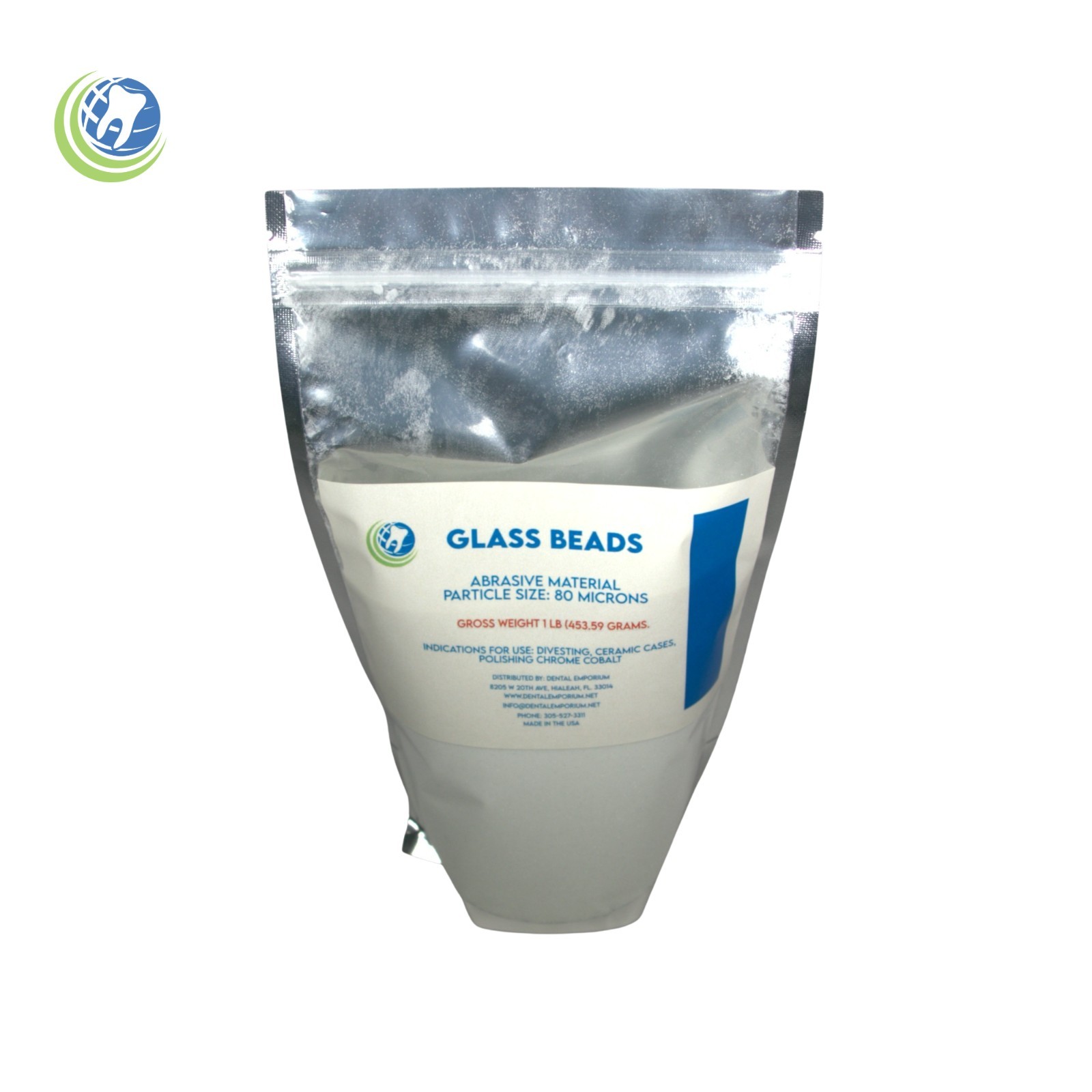 Glass Beads Abrasive Material for Ceramic Chrome Cobalt Polishing 1 Lb. 80Micron
