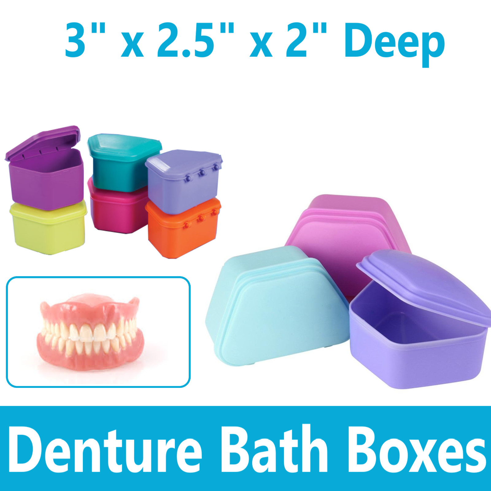 Dental Denture Box Retainer Box Carrier 4W x 2in x 3in Upto 200 Retainers/Case