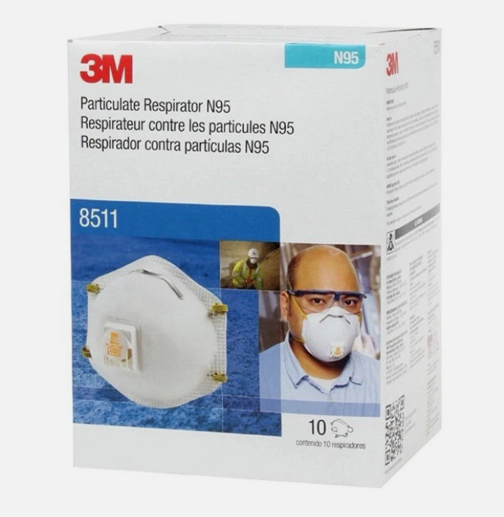 New 3M N95 Disposable Respirator Mask 8511 – 10 Pack Box