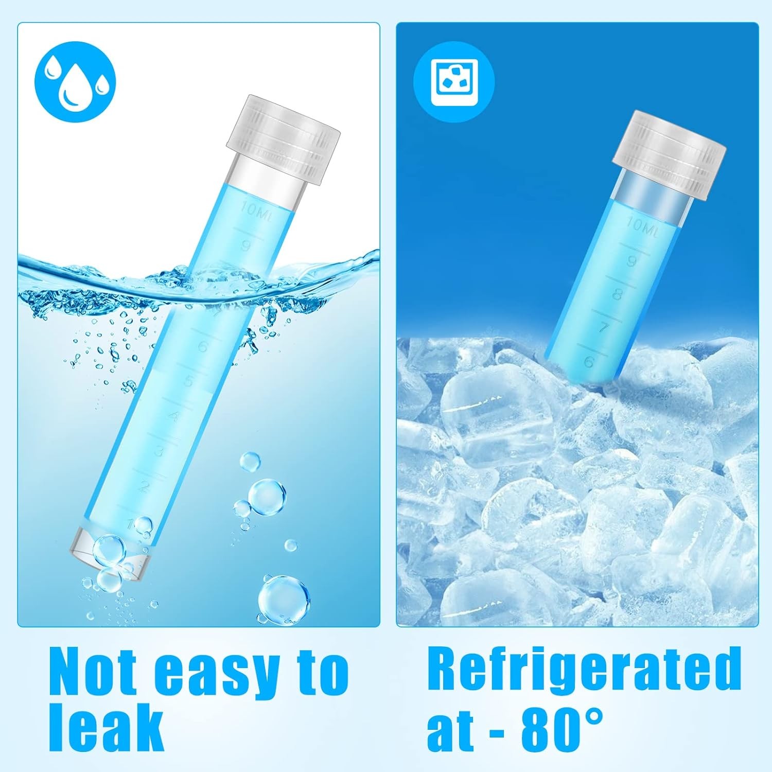 Kanayu 400 Pcs 10ml Plastic Test Tubes with Lids Vial Cap Container Small Storag