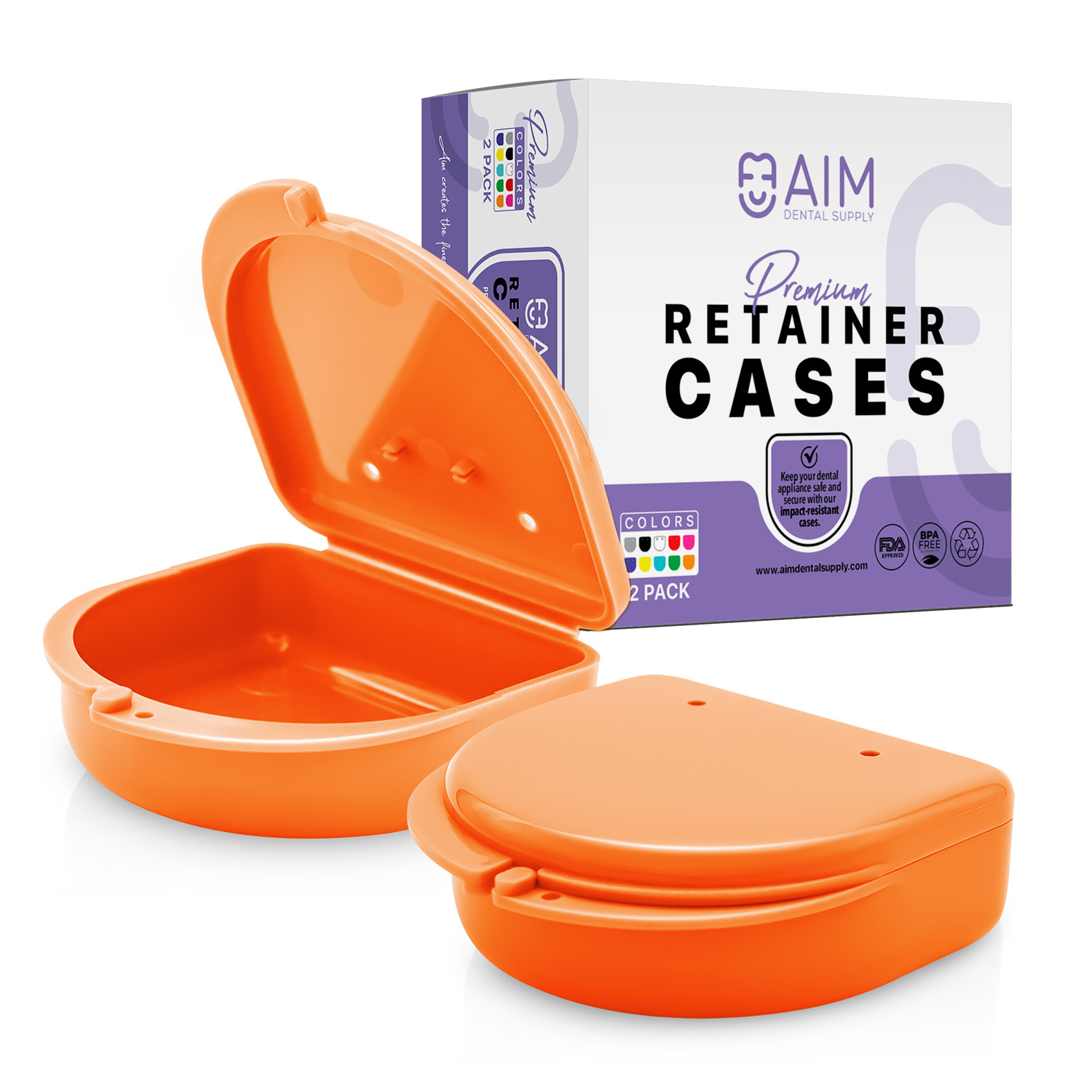 2PK Retainer Case, Denture Storage Box, Mouthguard Container,Dental Aligner Case