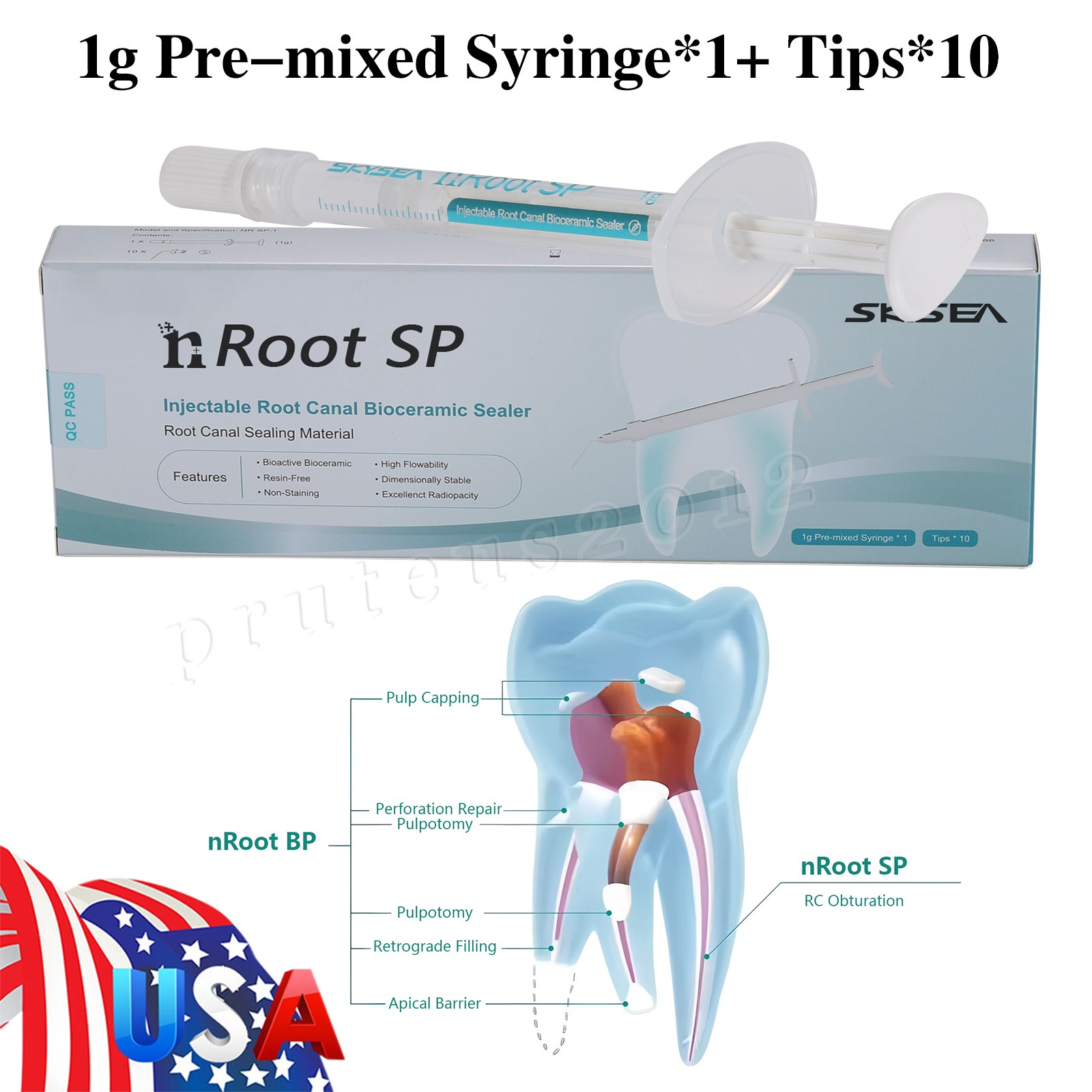 1g SP Dental Injectable Root Canal Bioceramic Sealer Endodontic Sealing Filling