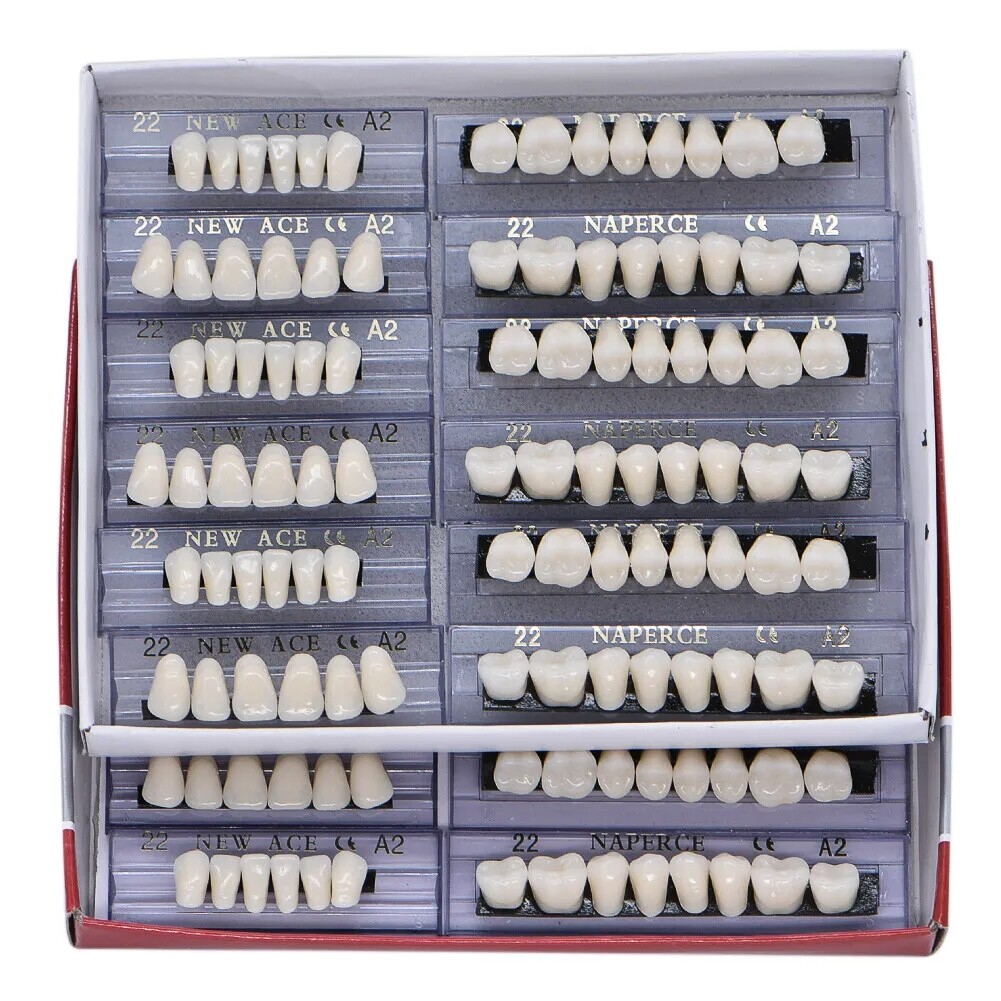 168PCS Acrylic Resin Denture Dental Upper Lower Shade A1 A2 A3 Teeth Set USA