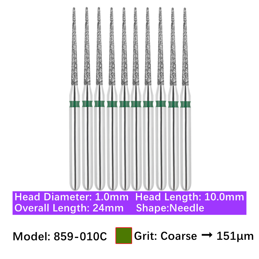 Vakker 10pc Diamond Burs Needle Burs Friction Grip Burs for High Speed Handpiece