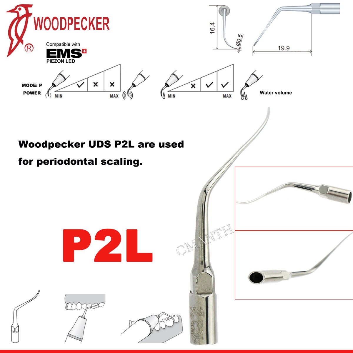 Woodpecker Dental Ultrasonic Scaler Tips P1-P33 Period Tips Fit EMS Scaler