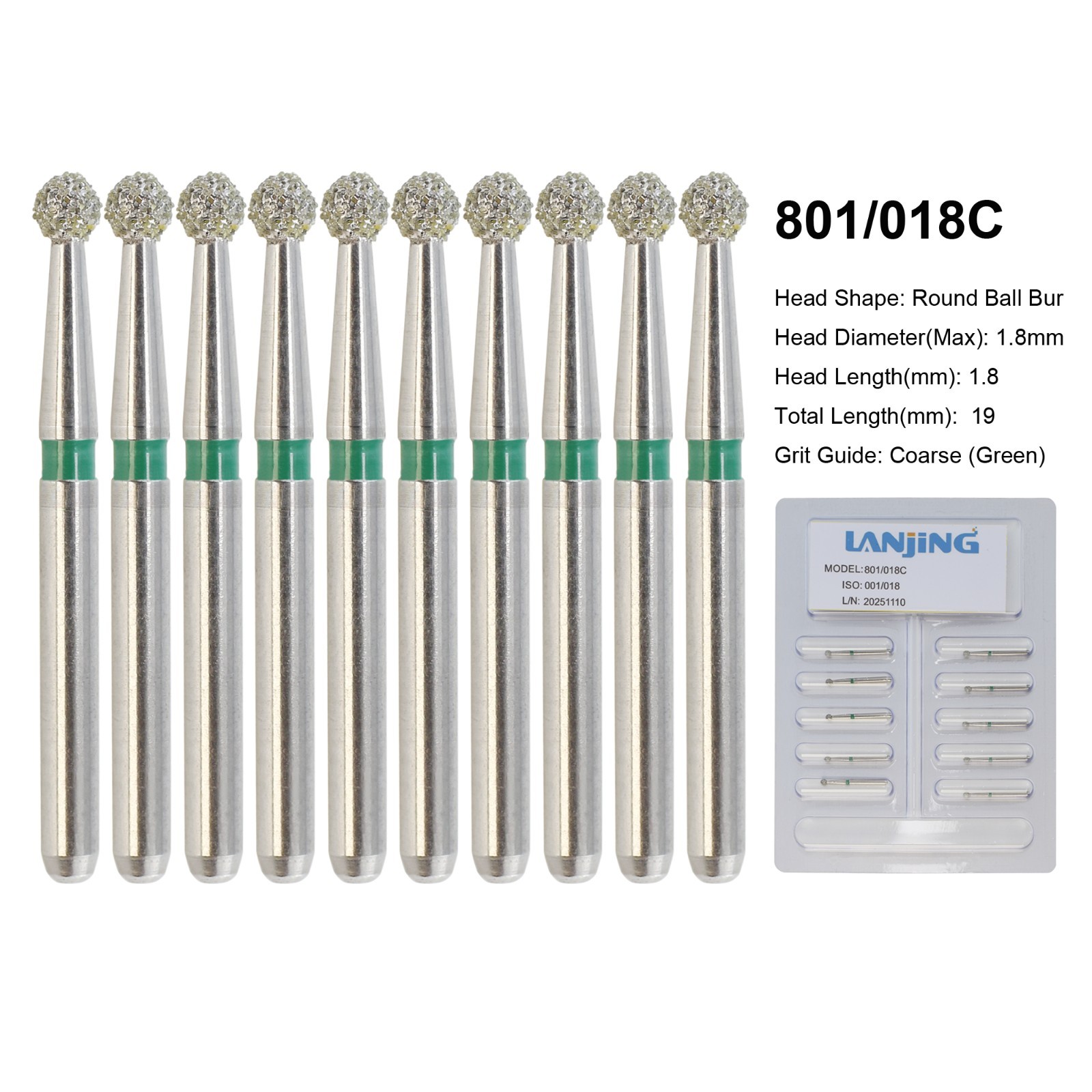 Dental Bur Diamond Burs FG High Speed Round End Taper Cylinder Football Barrel
