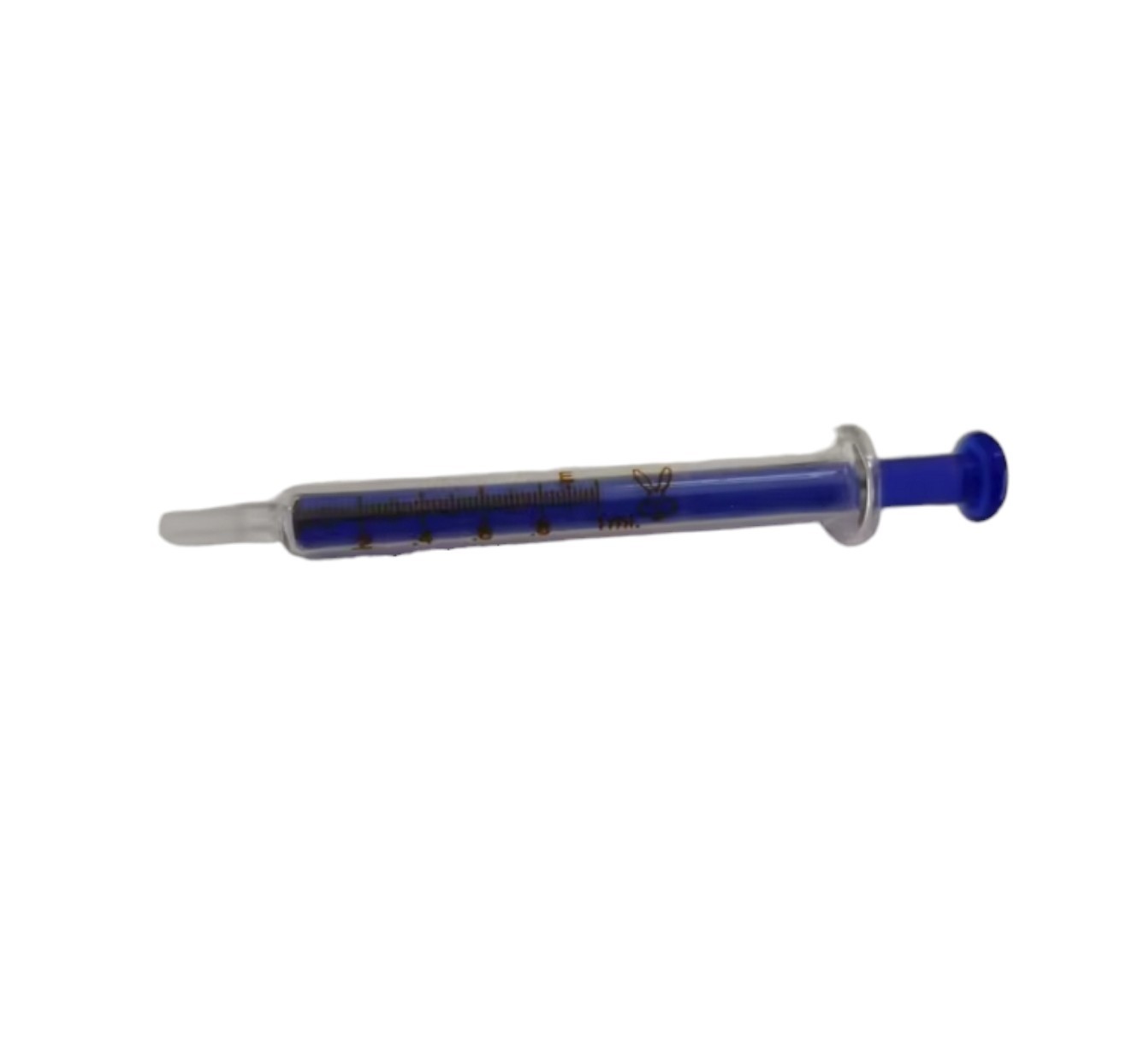 1ml Glass Syringe Blue Plunger Borosilicate Reusable Glass Luer Tip – New