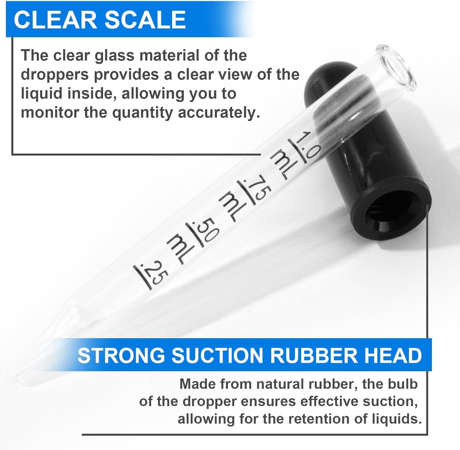 10Pcs Eye Dropper 1ml Glass Pipette for Oils Medicine Crafts Essential Food(1ml)
