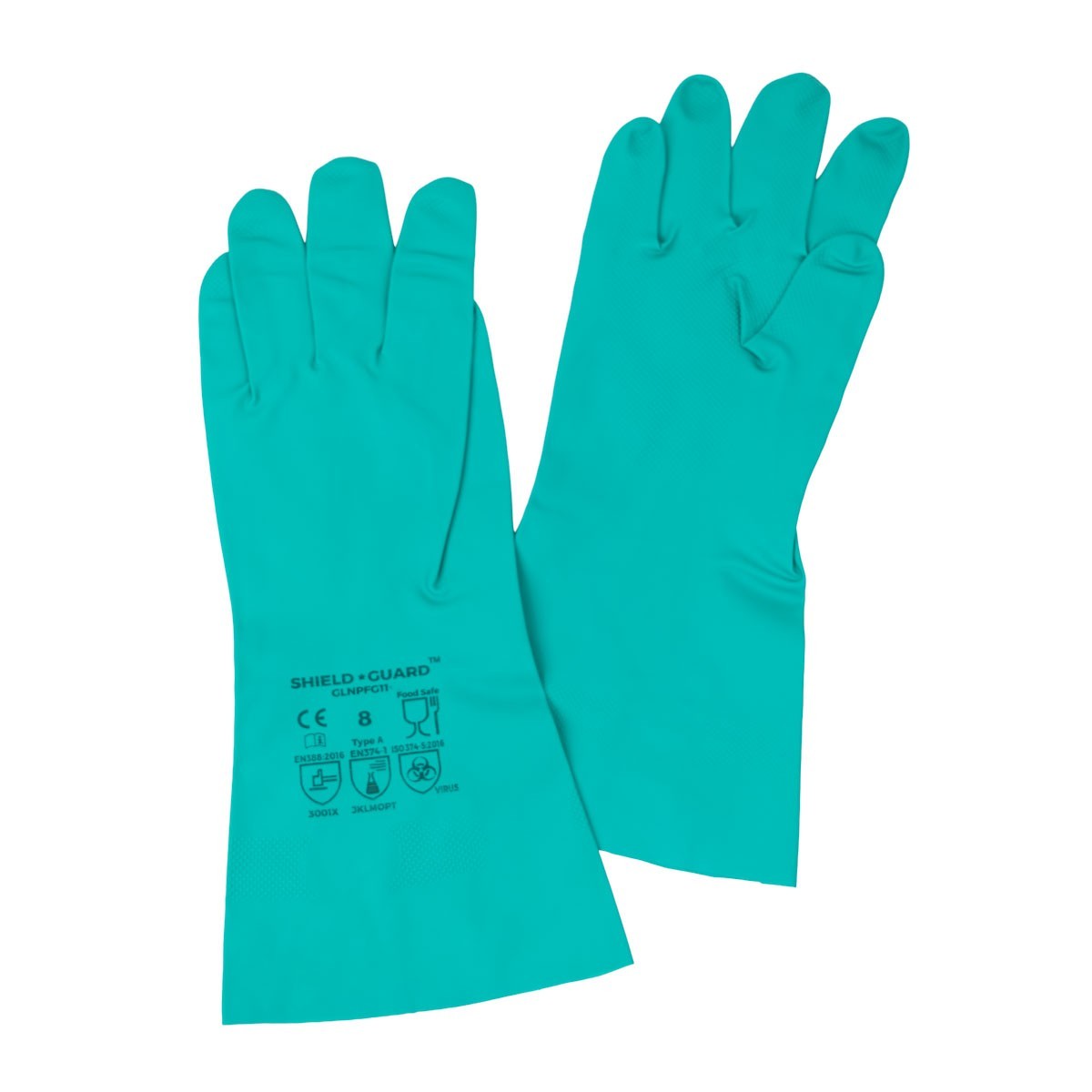 11 Mil Reusable Green Nitrile Gloves Chemical Resistant Diamond Textured
