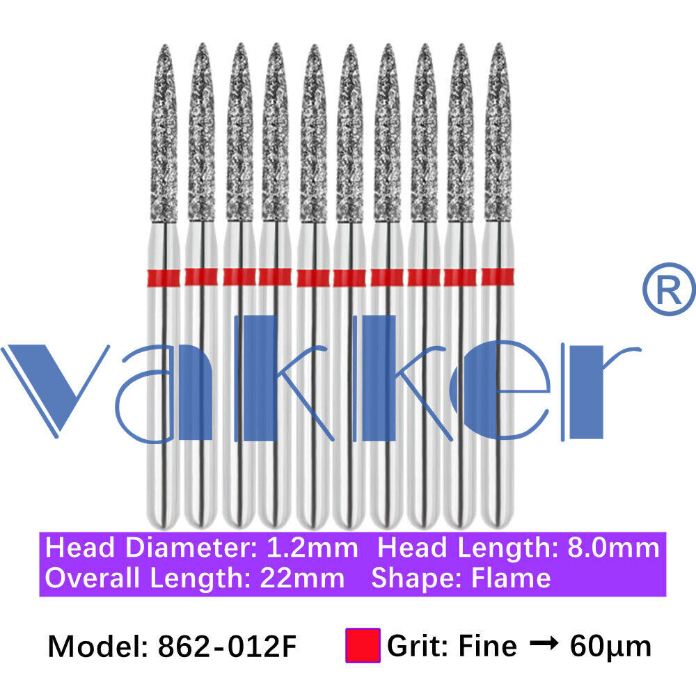 10pc Dental Diamond Burs for HighSpeed Handpiece Medium Super Fine Friction Grip