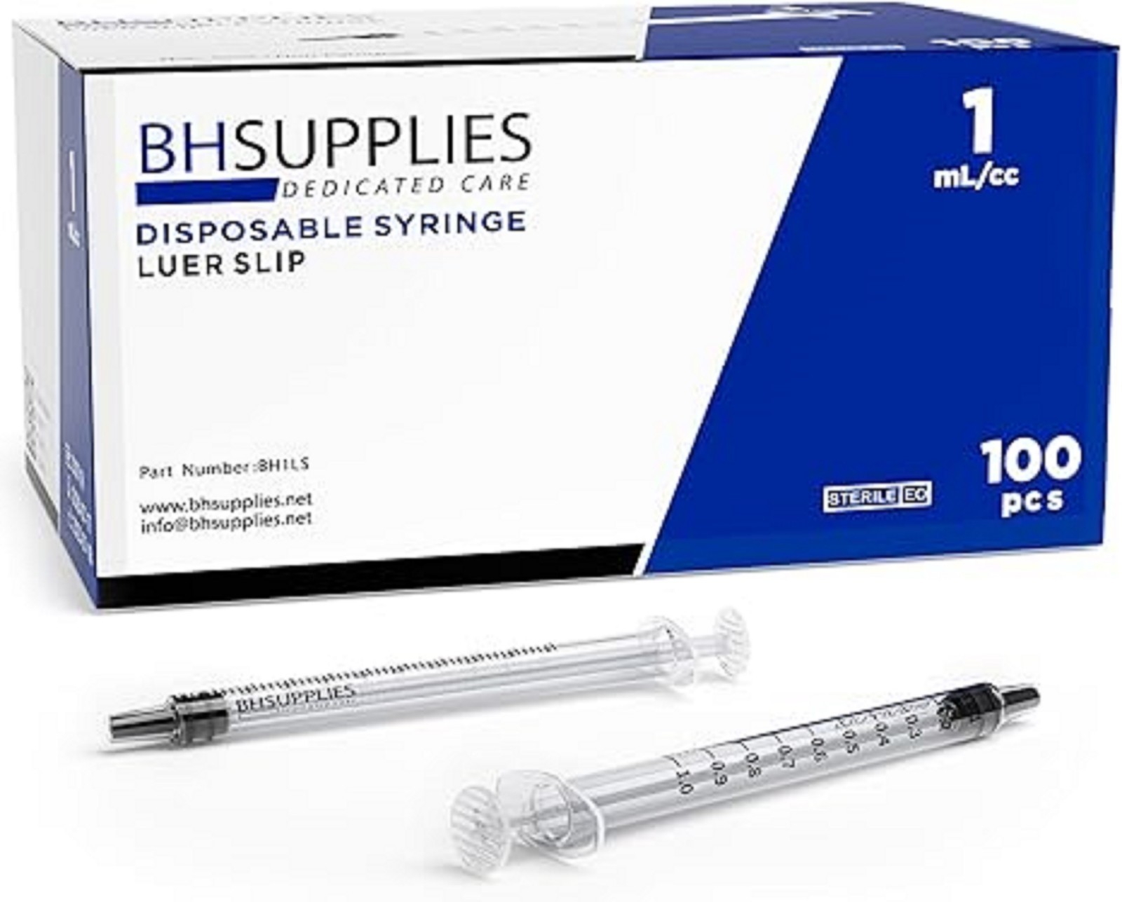 1Ml Luer Slip Tip Syringes (No Needle) – Sterile, Individually Wrapped – 100 Syr