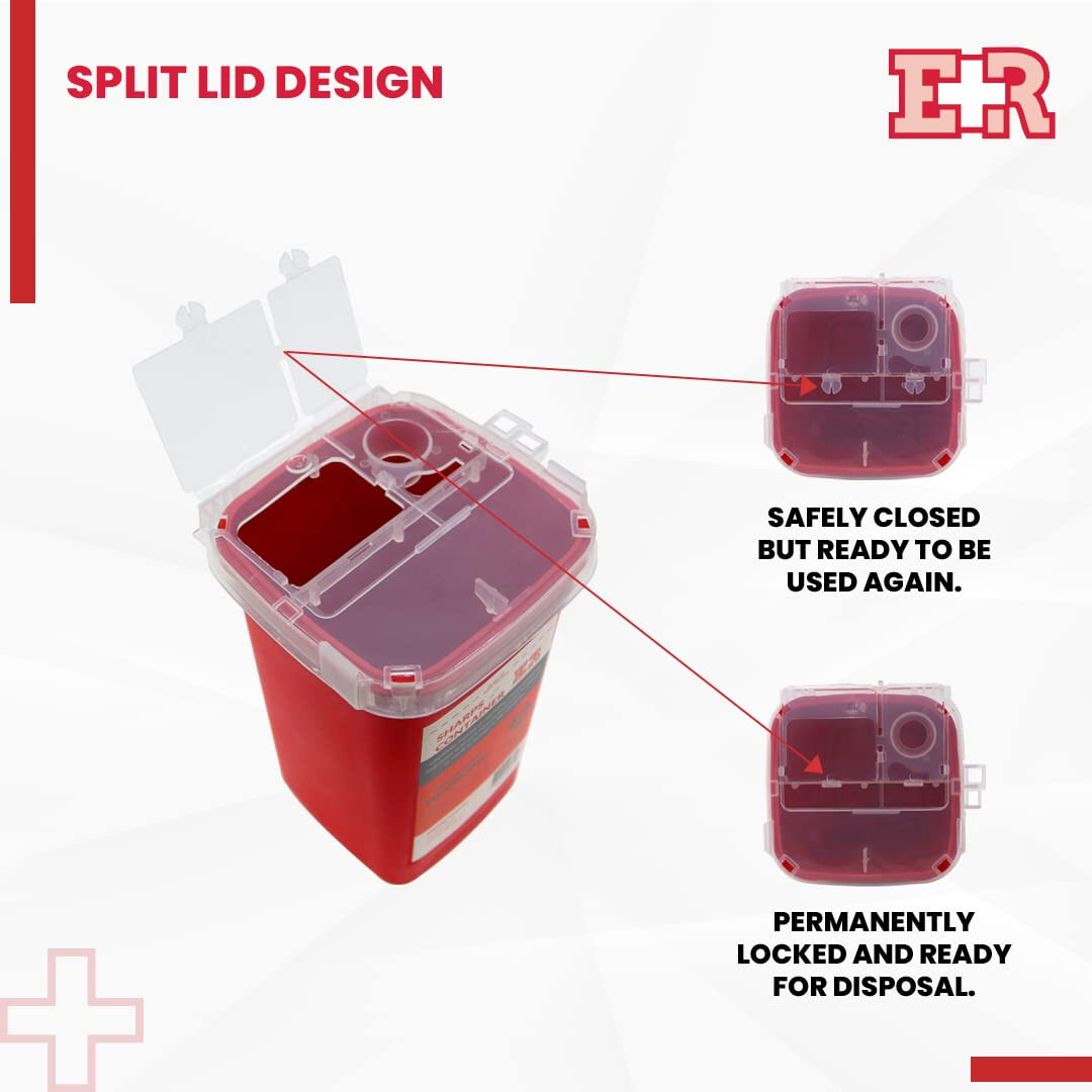 Ever Ready EVR202 Sharps Container Waste Disposal 1 Quarts / 32oz – RED 6PCS