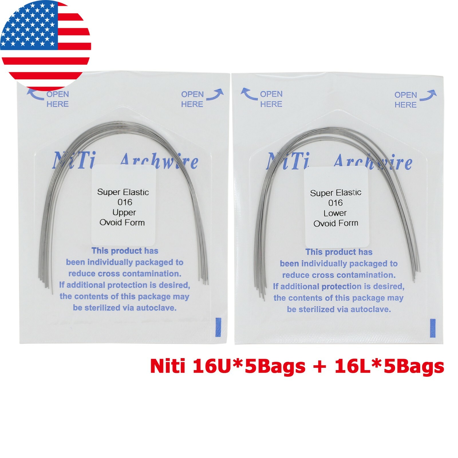 100PCS Dental Orthodontic Arch Wire Niti Stainless Steel Round Rectangular Ovoid