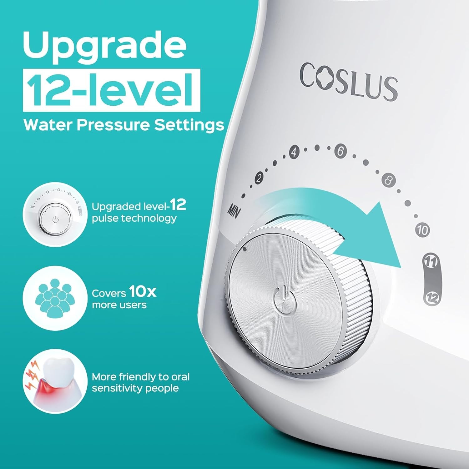 E1 Electric Water Flosser 12 Pressure Settings Dental Oral Irrigator with 5 Tips