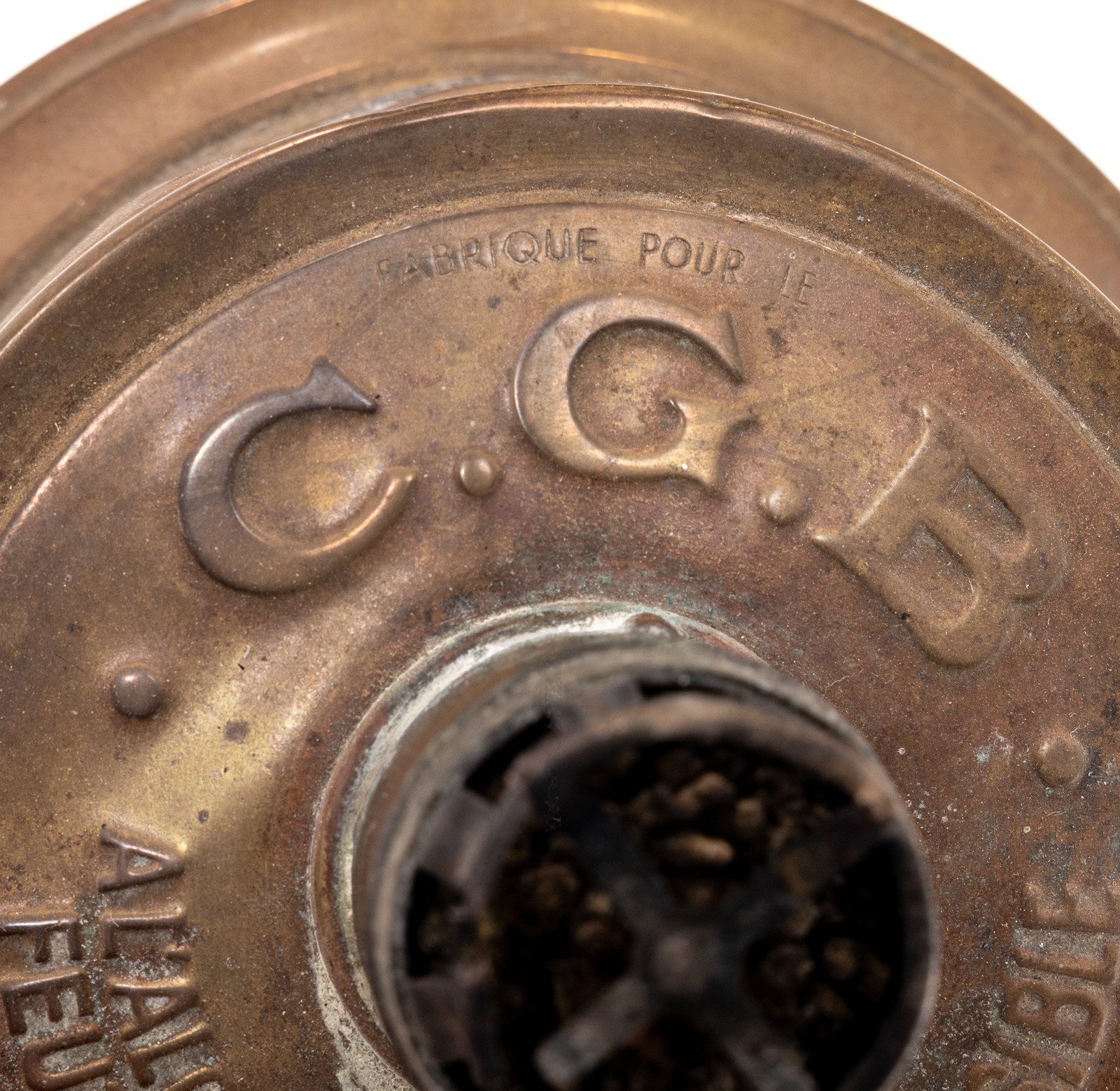ANTIQUE ALALCOUL FEUTRE ALCOHOL LAMP C.G.B. FRANCE INEXPOLOSIBLE SAFE BRONZE