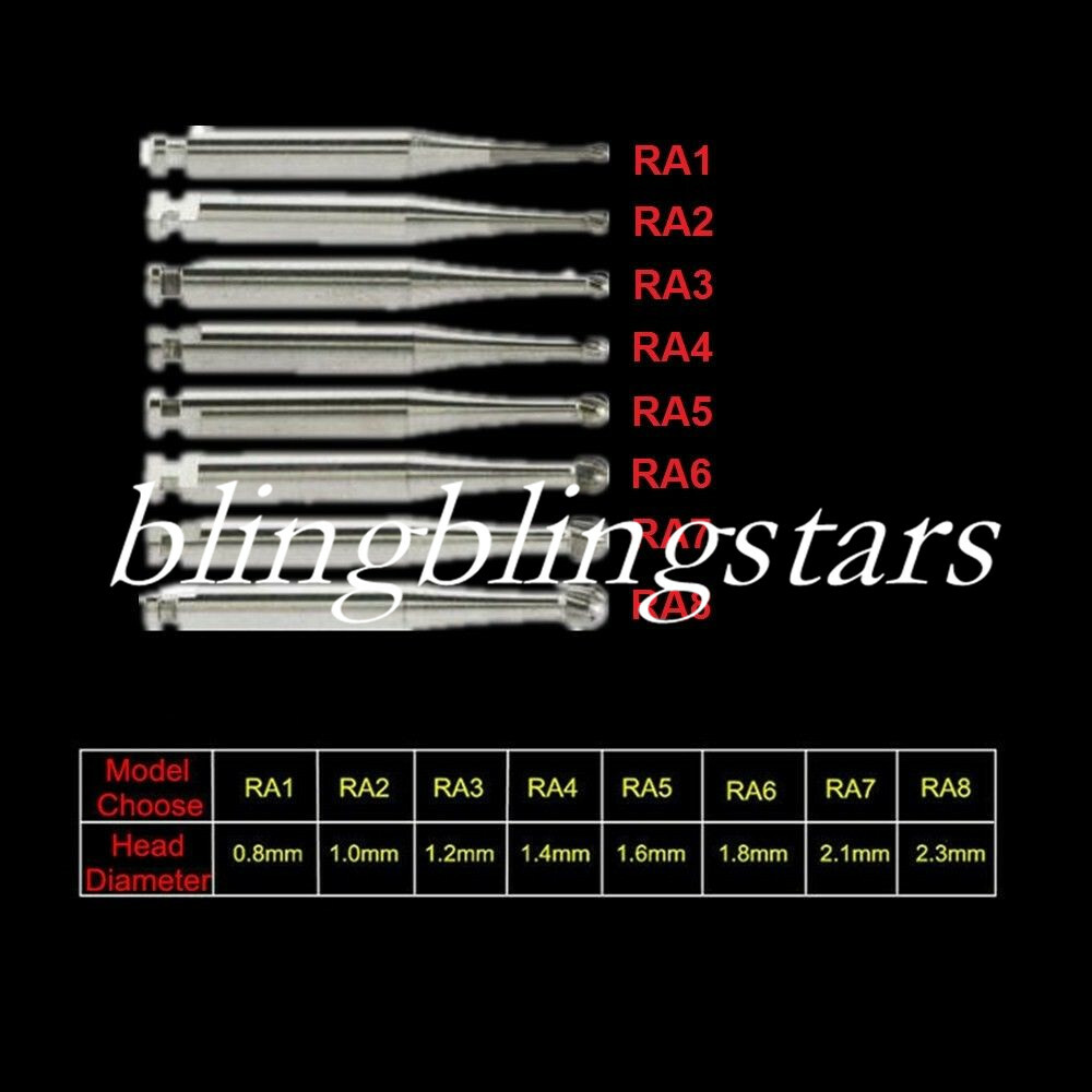 5 Pcs/Box Dental Carbide Bur Round for Slow Speed Latch Type RA#1-#8 Burs Angle