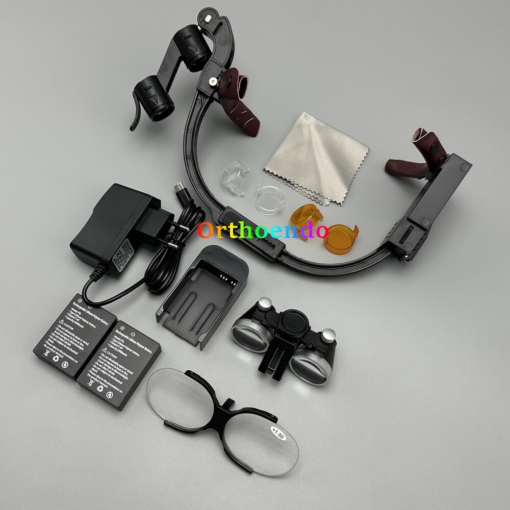 2.5/3.5x Dental Surgical Binocular Loupes Headband Magnifier LED Headlight US/EU