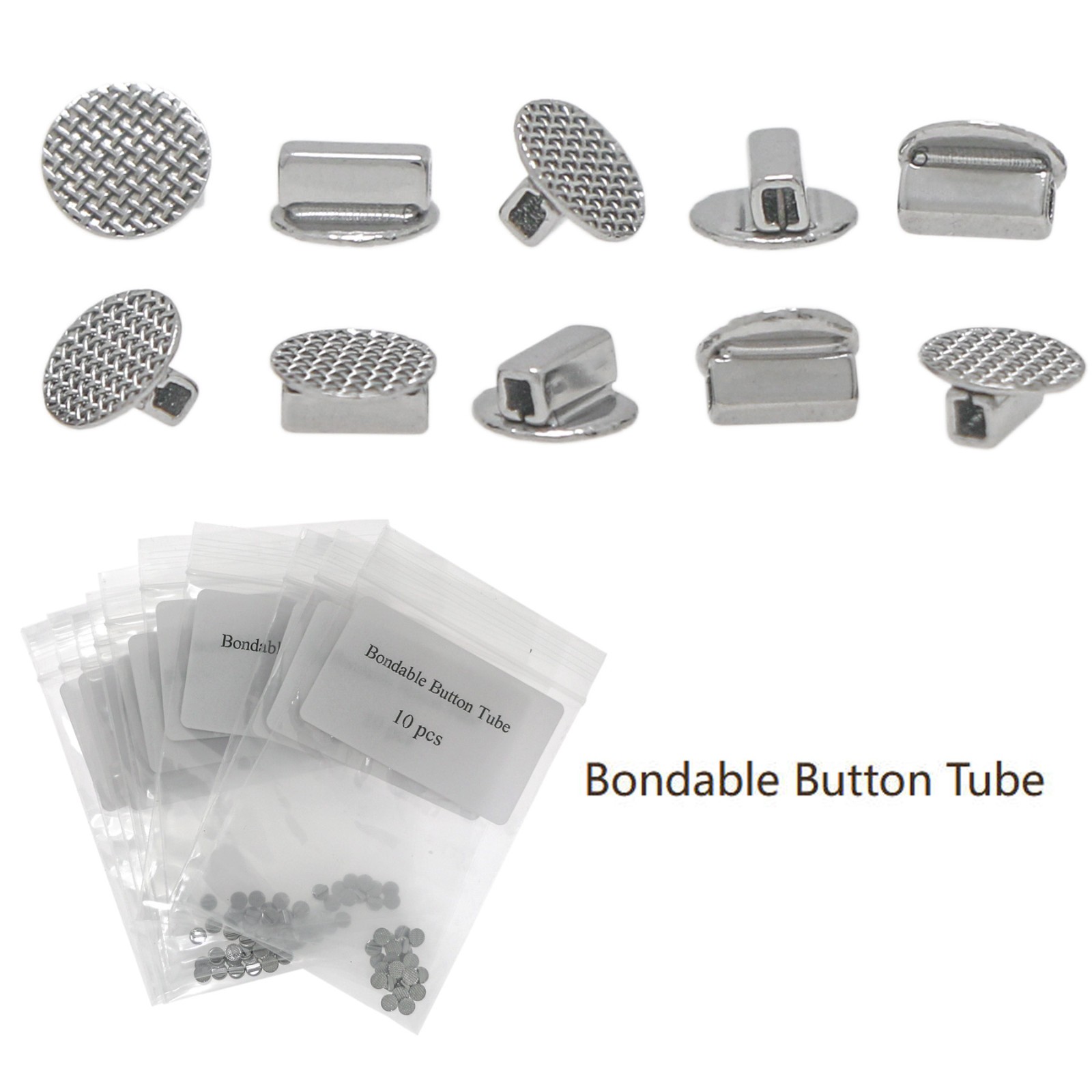 Dental Orthodontic Rotation Metal Bondable Button Tube Mesh Base 10Pcs/Pack