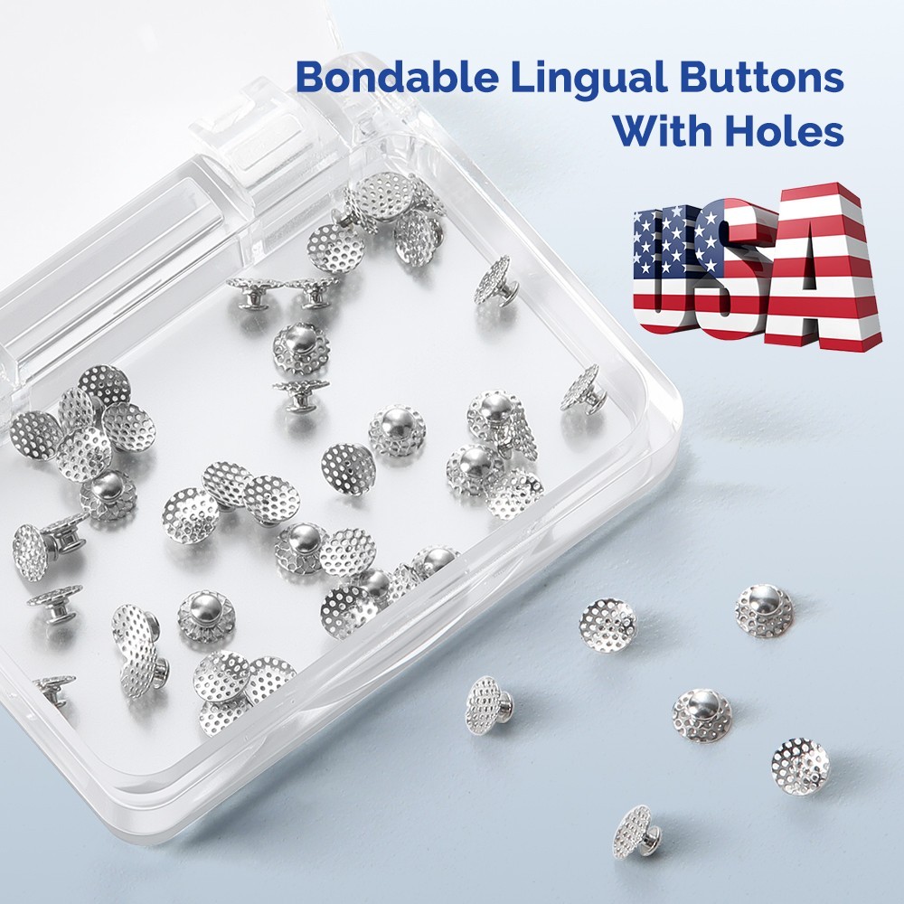 AZDENT Dental Orthodontic Lingual Buttons Bondable Round /Crimpable Hook Stops