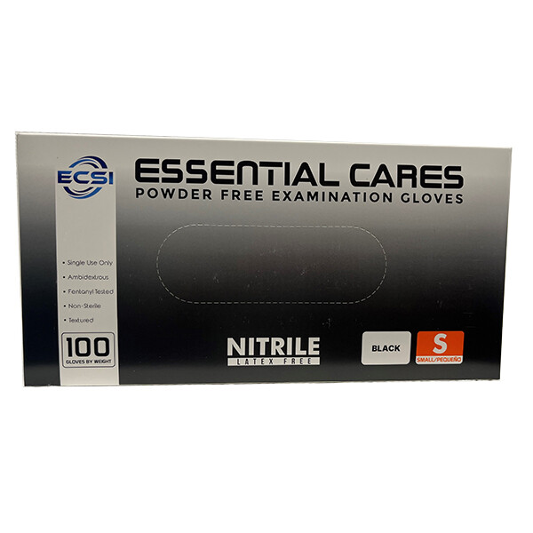 5 Mil Black Nitrile Disposable Exam Gloves Powder free 100pcs/box, ECS