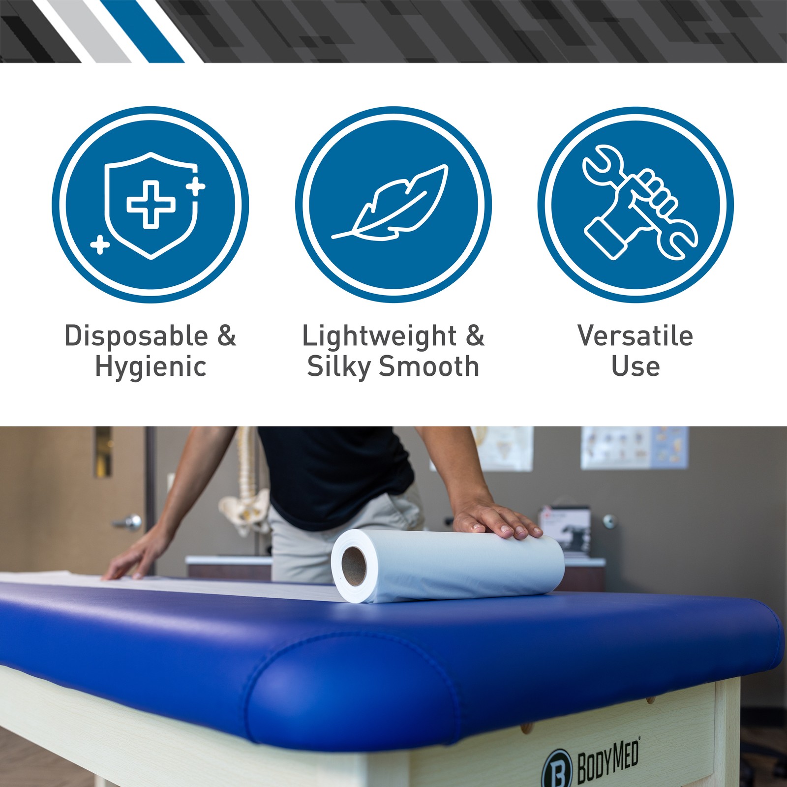 BodyMed Premium Headrest Paper Rolls for Chiropractic Exam Table, Disposable