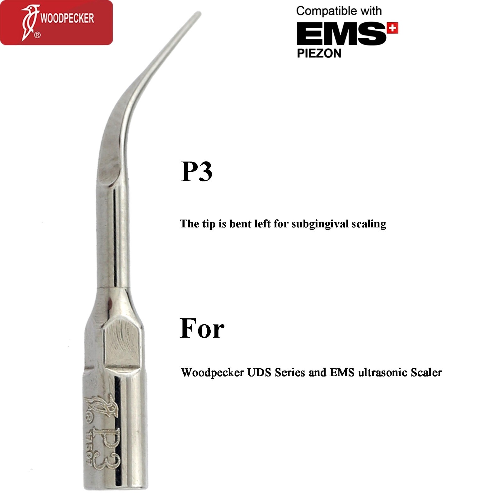 Woodpecker Dental Ultrasonic Scaler Handpiece HW-5L Piezo Tips P1 EMS PIEZON LED