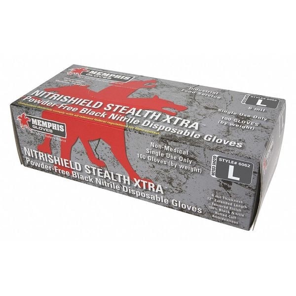Mcr Safety 6062Xl Nitrishield 6062, Disposable Gloves, 6 Mil Palm, Nitrile,