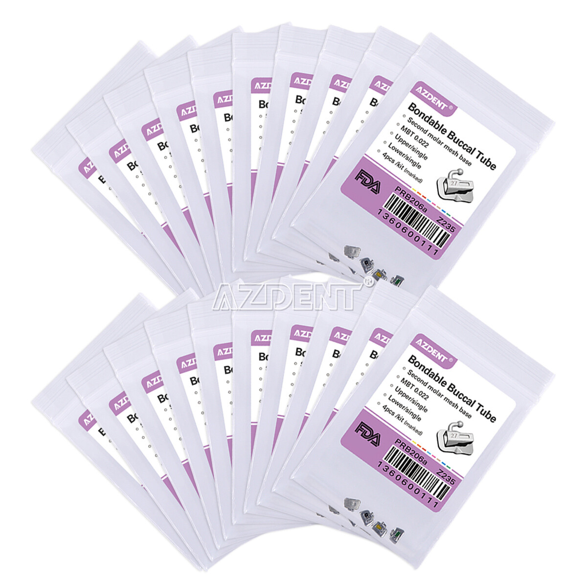 AZDENT Dental Orthodontic Bondable Buccal Tubes MBT/Roth 022 1st Molar Non-Conv