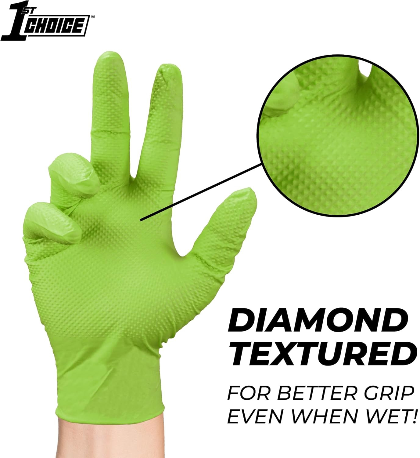 1St Choice Nitrile Gloves, Disposable, Latex Free Mechanic Gloves for Men, Heavy