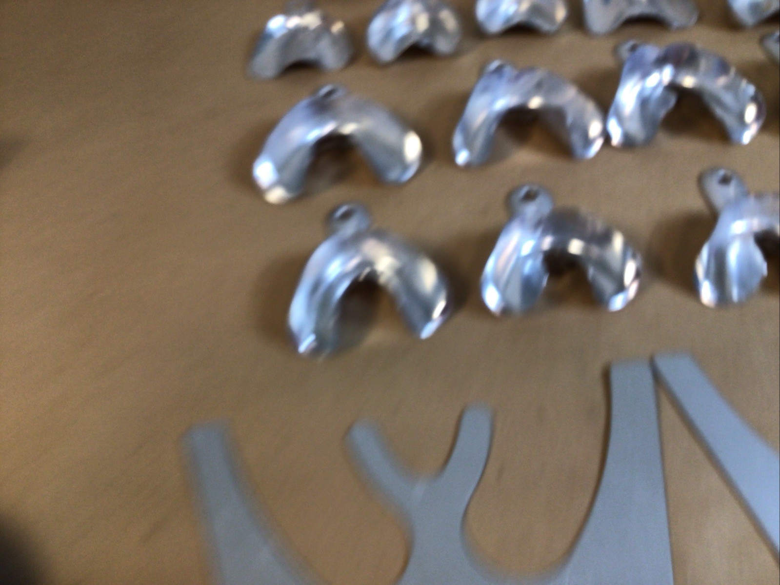 Vintage Metal Dental Impression Trays Molds Lot of 17 W/ TRUBYTE Occlusal Plate