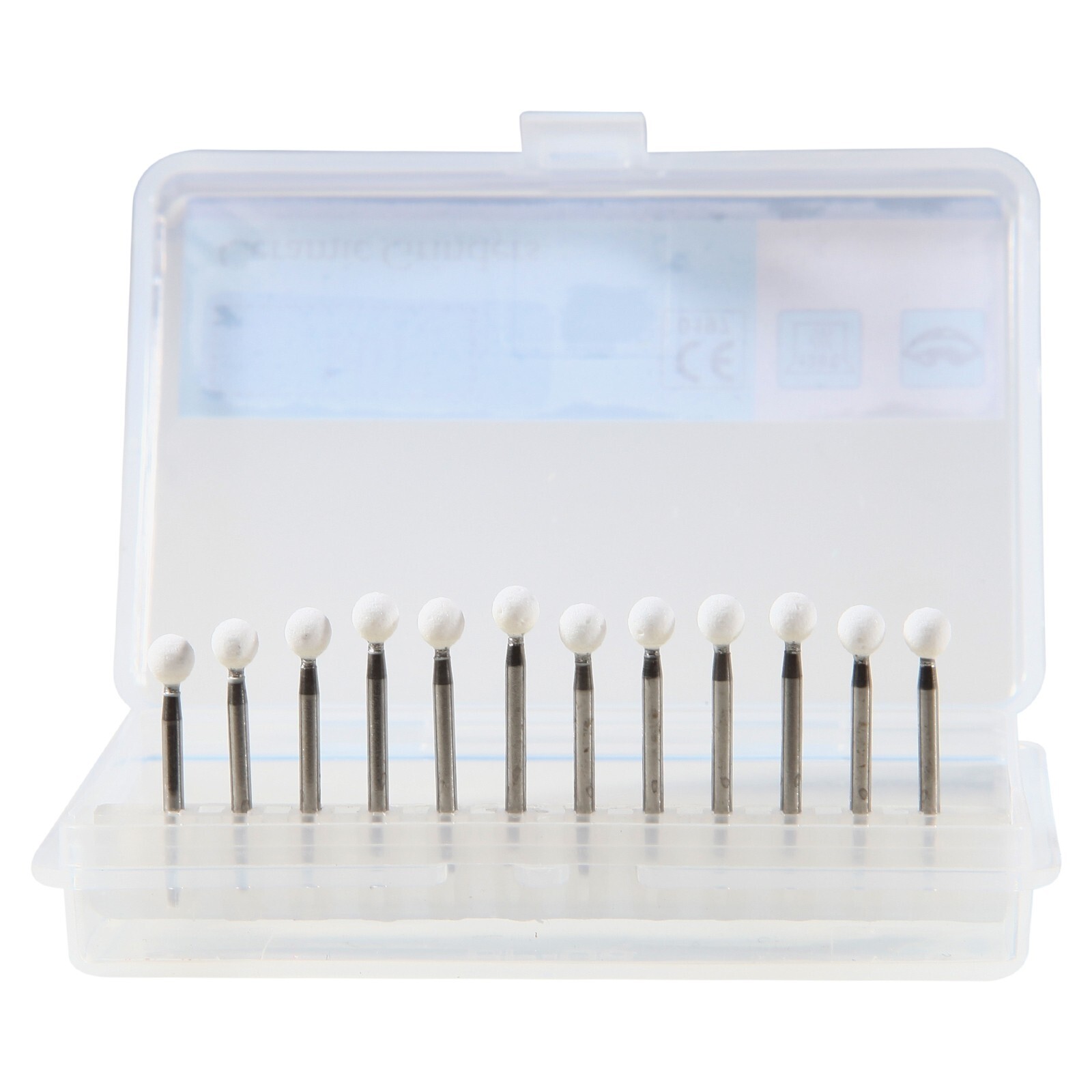 Dental White Stone Round Mounted Polishing Burs- FG 12/pks Abrasion Point Bur MD