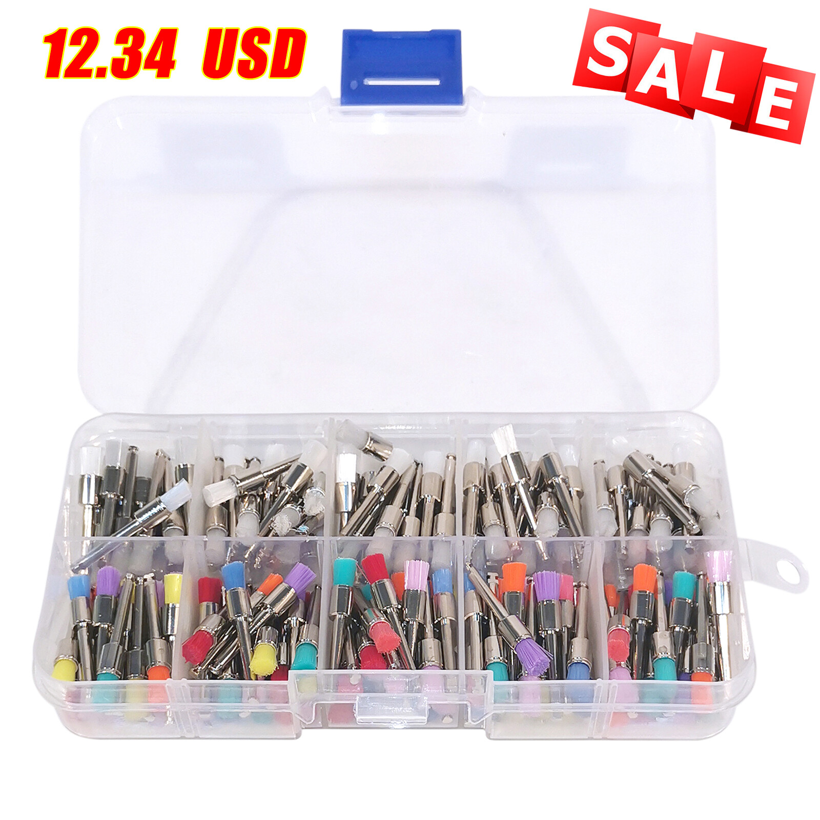 200Pcs Dental Colorful Nylon Bowl Flat Polishing Polisher Prophy Brushes Brush