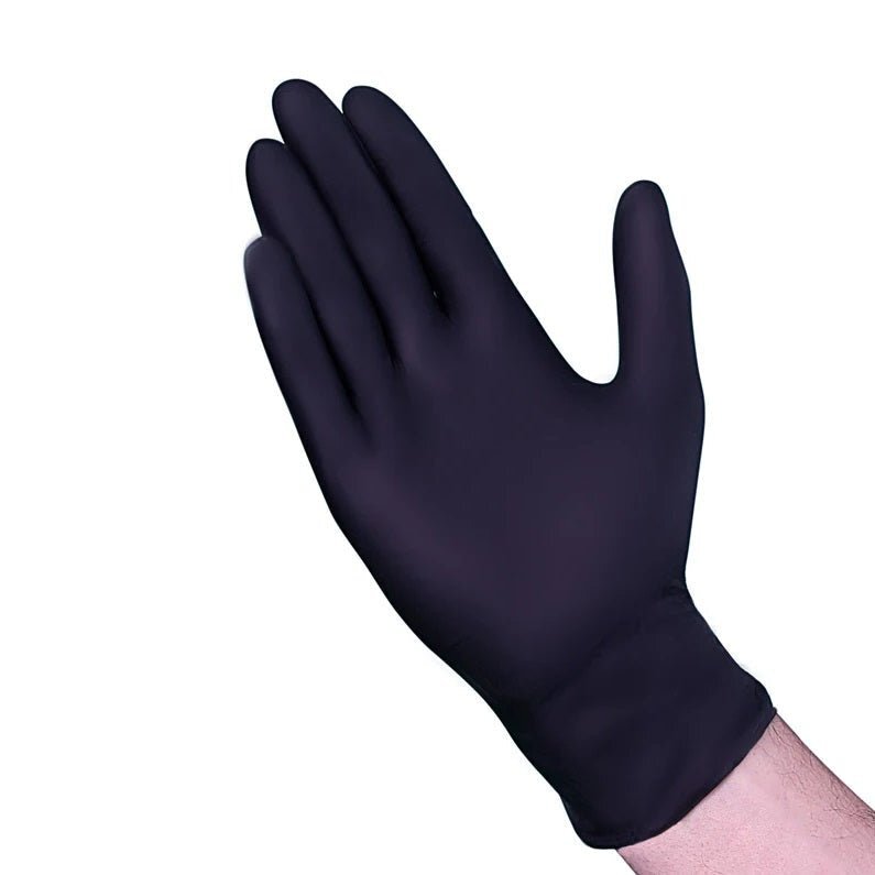 VGuard Black Nitrile Disposable Gloves Powder Latex Free 5 & 7 Mil 100 Count Box