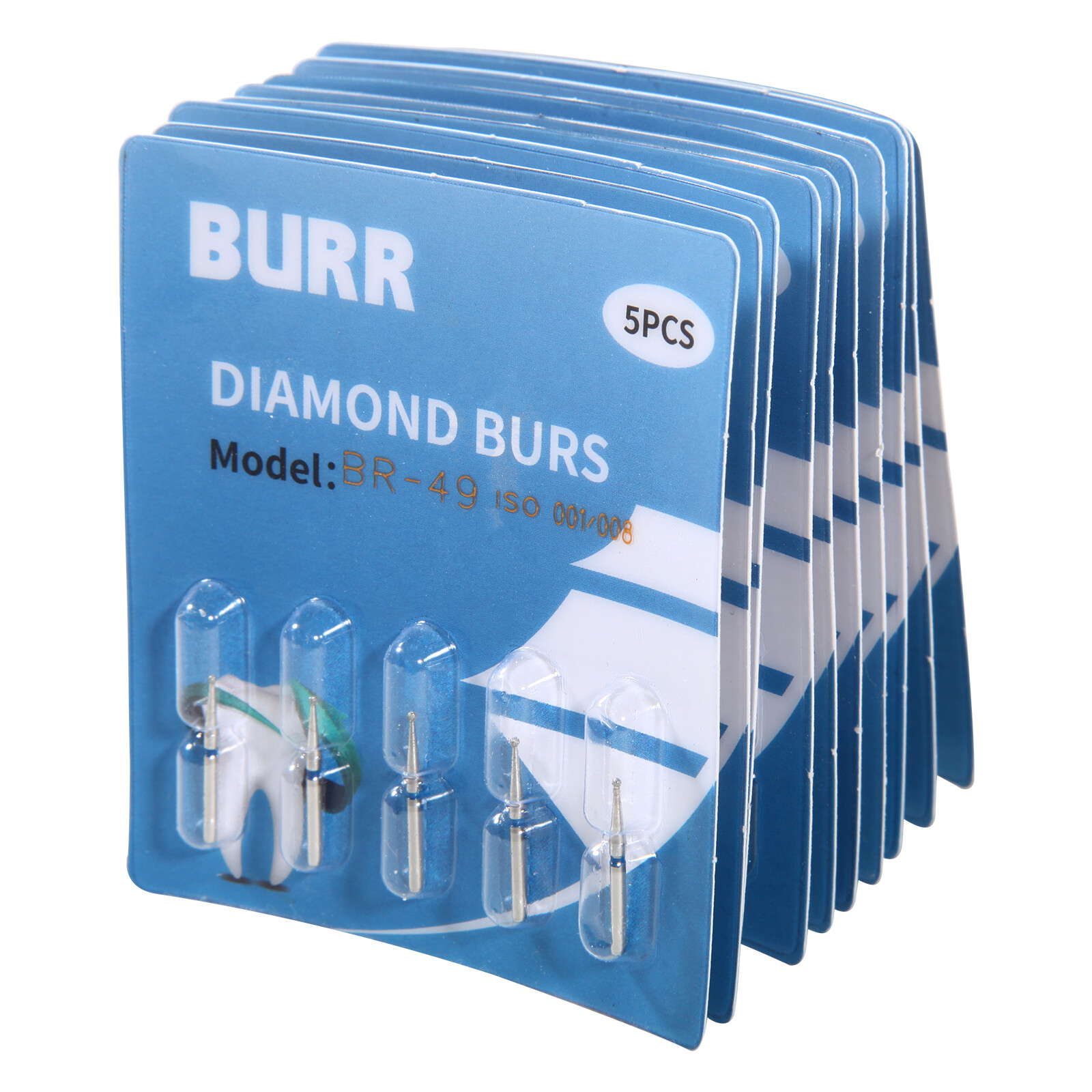 100pcs Dental Diamond Burs Ball Round BR-49 For High Speed Handpiece 5 pcs/pack