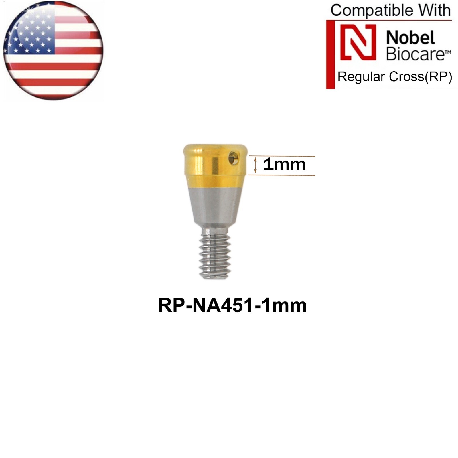 US For Nobel Active Locator Attachment Abutment NP/RP 1-5mm & Male Cap Inserts