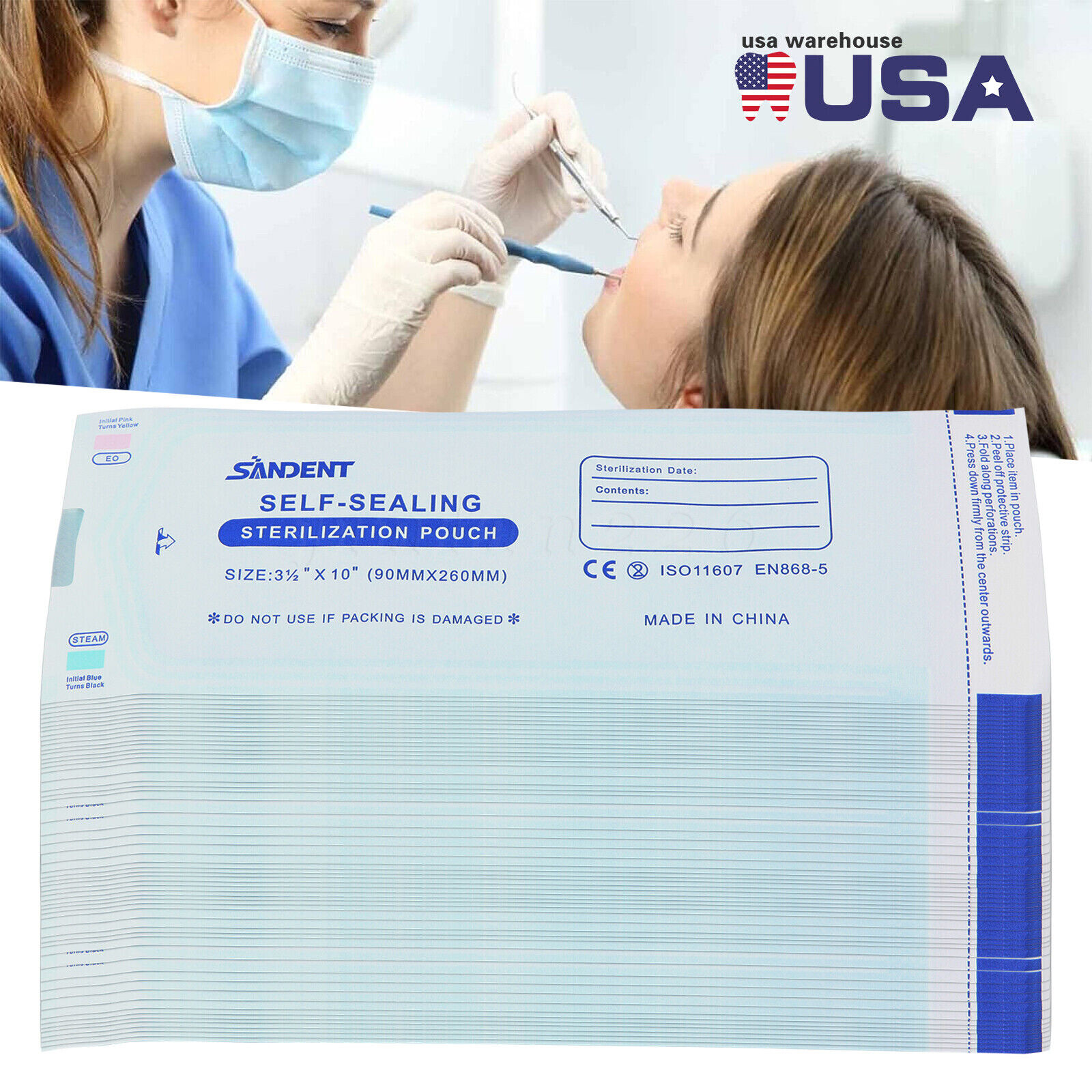 Self Sterilization Pouches Autoclave Sterilizer Bags Dental Medical Tattoo Nail