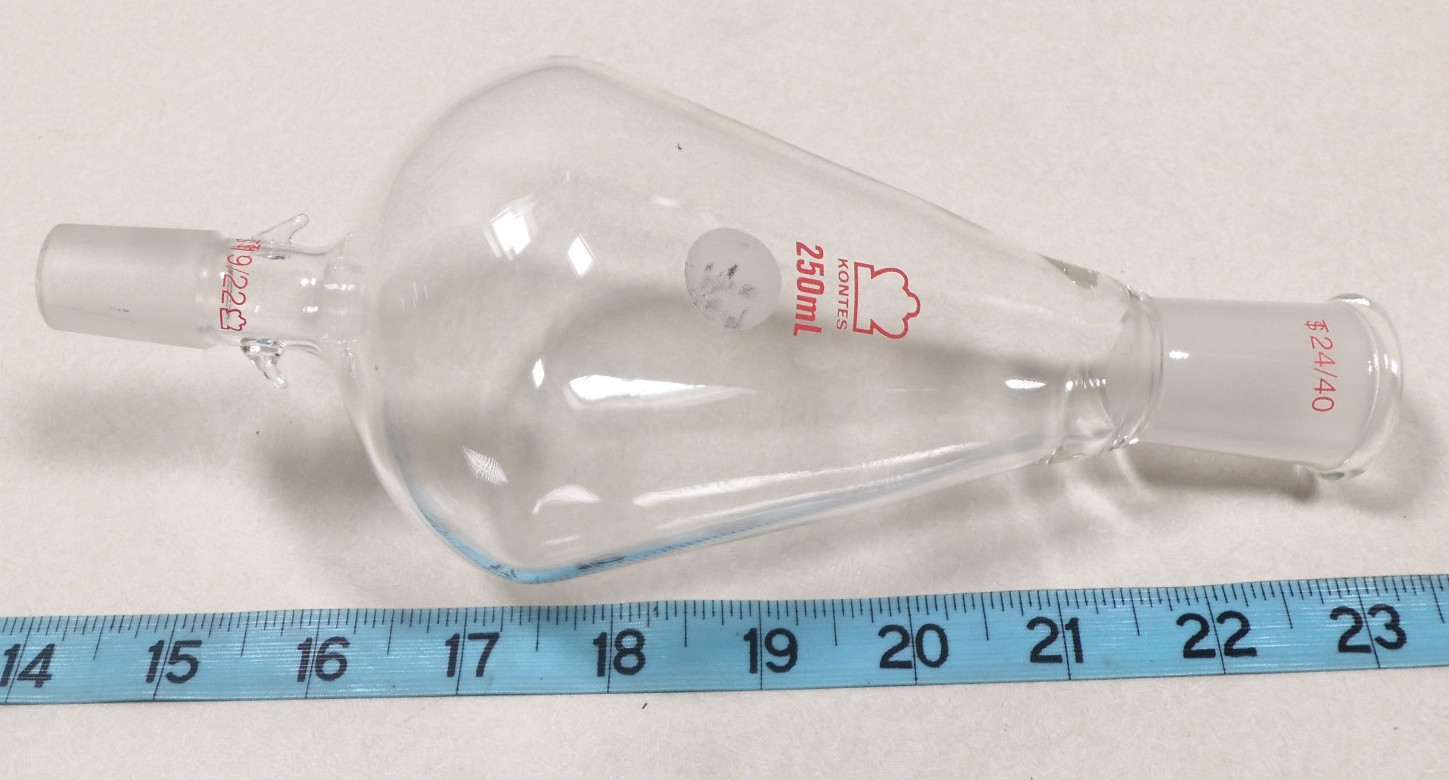 Lot of 3 Kuderna Danish Evaporator Concentrator Flasks 250ml & 500mL Lab Glass