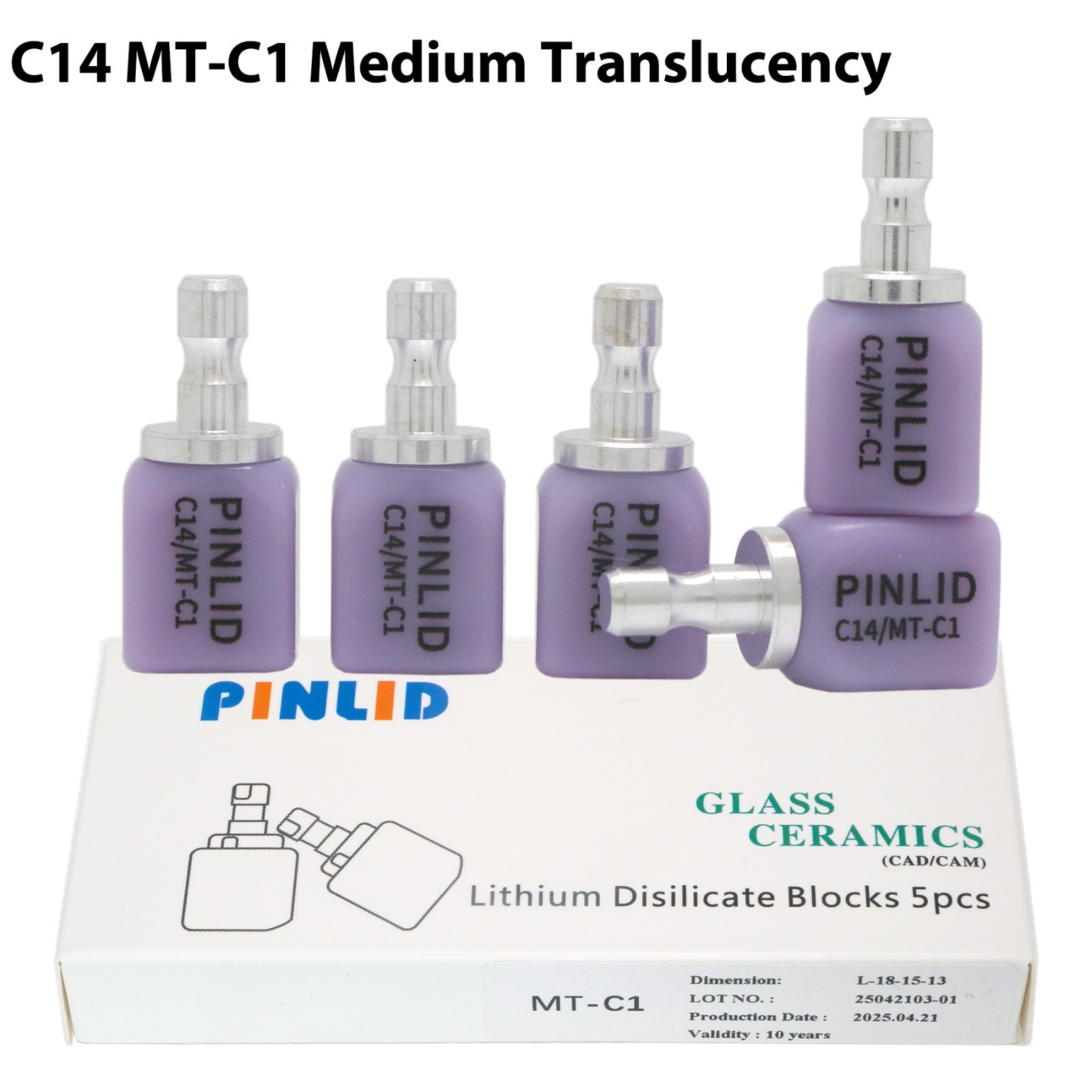 Dental C14 MT Emax Glass Ceramic Blocks Lithium Disilicate CAD/CAM CEREC