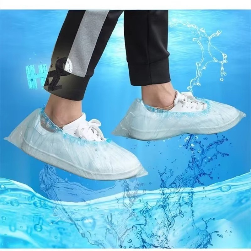 100 Pieces Disposable Plastic Shoe Cover PE Waterproof Shoe Cover for Hotel/Home